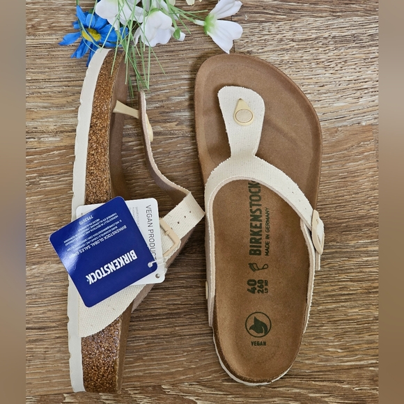 NEW BIRKENSTOCK White Gizeh T strap Thongs SANDALS - Picture 6 of 12